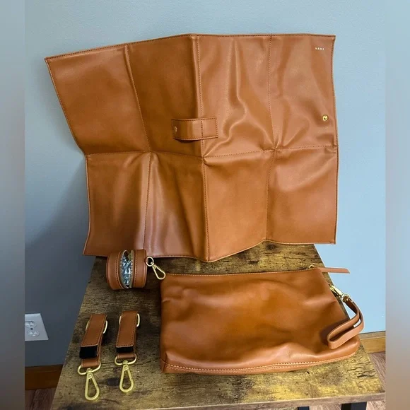 Fawn Design Brown Faux Leather Backpack Set with Gold Accents. - Picture 11 of 13